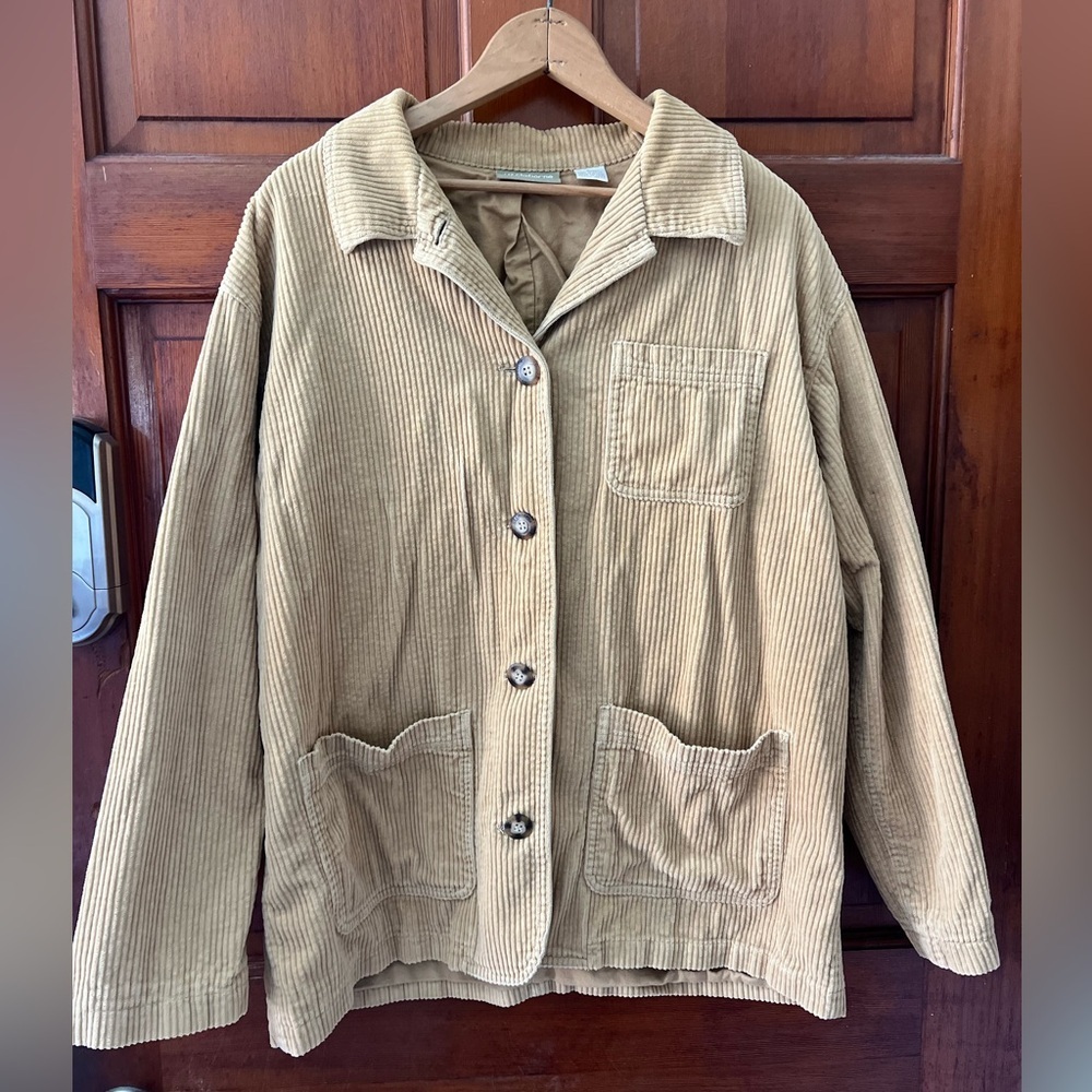 Vintage Liz Claiborne Lizwear Camel Corduroy Chore Jacket Large Oversized - Picture 11 of 11